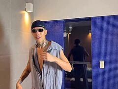 Watch this slut get double penetrated in ass and pussy by tattooed teen with orgasmic fingering!