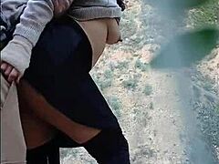 This hot puta takes creampie with spanks in outdoor amateur action