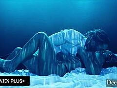 gorgeous brunette sarah gives in to her dom with deepthroat blowjob and interracial riding on big black cock