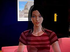 Brunette teen with big tits dominates erotic homemade game in my new family