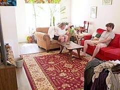 Stepmom feels ready yet only her stepson is nearby to provide needed assistance