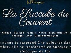 The convent succubus tempts with horny desires in french audio porn. She lures listeners into wild fantasies outdoors.