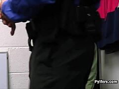 Blonde bikini teen 18+ thief strips in office and blows officer's cock hard