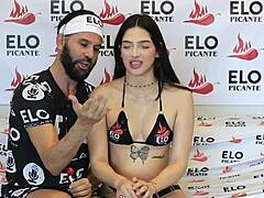 Colombian cutie Maria Mendez in young casting interview for the spicy fourth room setup