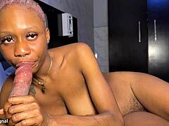 Slutty lagos bad bitch takes petite ebony pussy stretched hard by monster cock