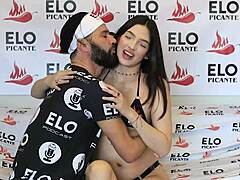 Colombian cutie Maria Mendez in young casting interview for the spicy fourth room setup