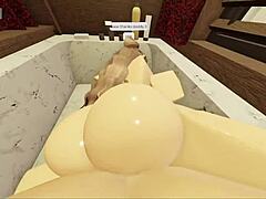 Brunette with a fat ass enjoys sucking and fucking in the pool