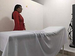 change of plans, doctor was gonna give massage to female patient but she turned out a total whore and quickly set him up for cowgirl riding and blowjob