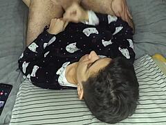 Subtle Handjob Leads To Cum-Filled Mouth Before Bedtime