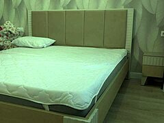 Chubby blonde milf with big ass masturbates hairy pussy on bed