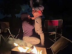 Using my curvy pussy at public camp - let's get caught!