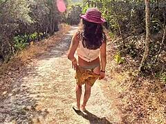 Bold Compilation Of Babe Walking In Woods With Cameltoe Feet And Outdoor Nature Exposure