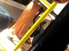 novinha shows perfect feet on the bus in close up first part