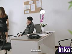 young argentinian girl with curvy ass seduces her boss while the stepson spies and then fucks her