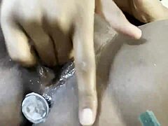 Whoa, check out this homemade ebony with huge clit squirting in bedroom close up.