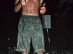 In a quiet park setting, a pretty mature amateur from USA poses for her first gym-inspired photoshoot interview