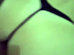 Wife bends over doggystyle then rides cowgirl in thong panties with big ass shaking