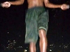 In a quiet park setting, a pretty mature amateur from USA poses for her first gym-inspired photoshoot interview