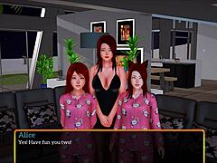 New family game with redhead riding