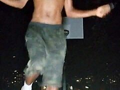 In a quiet park setting, a pretty mature amateur from USA poses for her first gym-inspired photoshoot interview