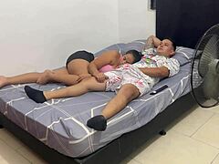 My Sister-In-Law Loves Milking Me Even While Watching Tv And I Cum On Her Tits!