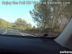 Prostitute offers quickie raw fucking on roadside with big cock drilling her shaved pussy in doggystyle