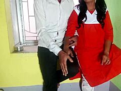 Unexpected quick encounter between desi school girl and classmate in classroom setting.