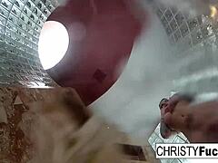 hot shower bts fun with christy & dahlia, licking big tits in lesbian oral action 😍🚿