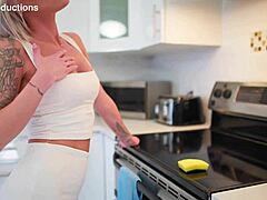 Petite blonde milf with natural tits gets rough sex from big cock jon