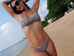 Petite Figure In Summer Bikini On The Beach Today