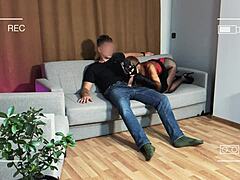 Filming my redhead wife in pantyhose and heels cheating with lover who leaves creampie inside her