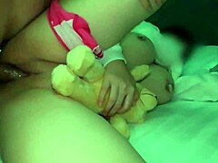 teen girl gets creampie in bedroom with big tits and shaved pussy