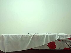 Newbie in the classroom bends over to flash and masturbate with an inflated condom for quick solo thrill.