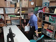 Secret office guard feels thrilled fucking young 18+ ebony shoplifter Daya Knight after blackmail