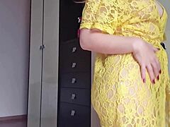 Blonde Latina Cleans Room Without Panties