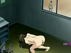 Busty teacher faces naughty destruction from her eager students in this anime scene.