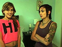 Did stealing your clothes lead to this rough ass eating and scissoring on the bed, brunette lesbian?