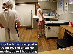 I feel so humiliated as dr tampa examines my shaved pussy in gloves during tampa university sophomore physical - channy crossfire