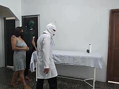 Perverted doctor fucks female patient while husband waits outside