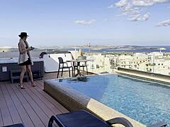 Drone Diaries With Pilot Daisy Teasing Blonde Ass Worship In Outdoor Pool Flashing