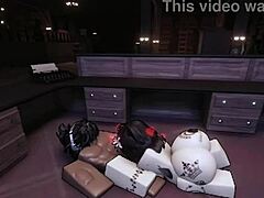 Horny slut, you couldn't wait to finish the game in this roblox porn with big black cock riding and creampie