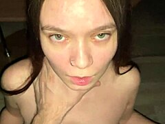 Good Girl Gives Her Stepdad a Deep Blowjob While Kneeling Cum on Stepdaughter Big Natural Tits