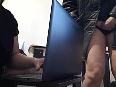 Black Lesbian Secretary Masturbates Passionately Near Colleague In Office With Panties Down