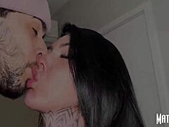 Hey, check out this Brazilian brunette with big tits teasing and fucking in her flat for you