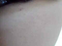 riding dick in reverse cowgirl position with amateurs and cum on pussy