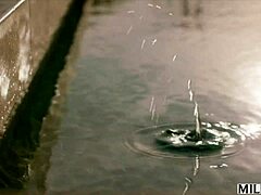 Horny trophy wife Piper Press ditches husband for pool boy's massive cock by the water.