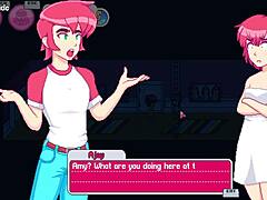 Redhead stepsister drops towel in shower, revealing small tits for subtle bath tease with brother nearby.