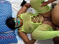 this homemade latina bbw with huge natural tits gets massaged then takes cum in mouth after hairy pussy blowjob and handjob, her beaver dripping.