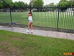 Colombian babe LOVES America and ENJOYS bumpy ride on bus