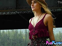 Sweet Blonde Anna Katarina Poses Outdoor Exposing Natural Body